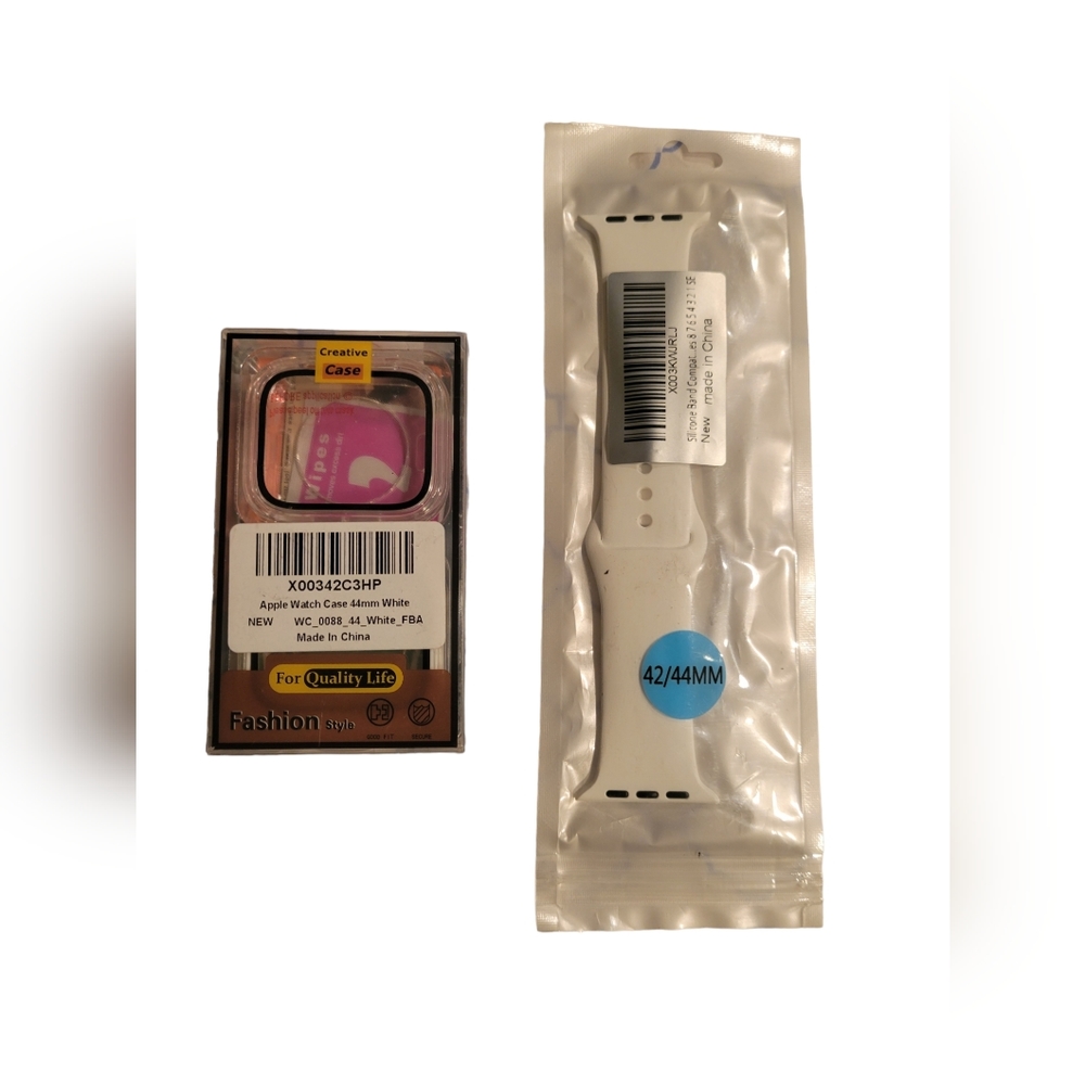 Bundle Apple Watch Series Silicone iWatch Band Strap & Watch Case- White/ Clear